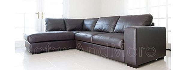 SOFASANDMORE BRAND NEW - WESTPOINT - CORNER SOFA - REAL LEATHER - LEFT HAND SIDE (brown)