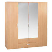 Soho 4 door 2 drawer wardrobe, beech