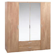 Soho 4 door 2 drawer wardrobe, oak effect