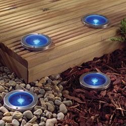 Solar Powered LED Deck Lights Blue x4