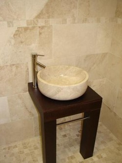 Stone Basin Light Marble Curved Base