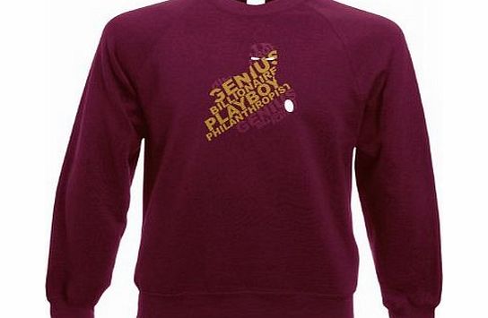 Something Geeky PP Genius Billionaire Playboy Philanthropist Adult Crewneck Sweatshirt Inspired By The Avengers amp; Iron Man (Large (48`` Chest)/Burgundy)