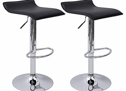 Songmics 2 x Breakfast Bar Stools with Backs Black Faux Leather Kitchen Stools LJB62B