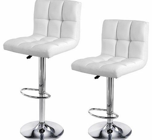 Songmics 2 x Breakfast Bar Stools with Backs White Faux Leather Kitchen Stools LJB64W