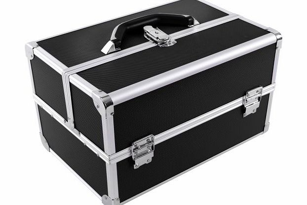 Songmics-Display Songmics Black Aluminium Lockable Cosmetics and Make-up Beauty Carry Case Nail Tech Hair Salon Jewelry JBC227B