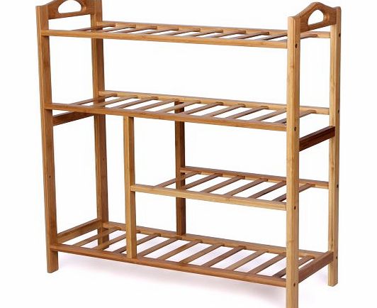 Songmics-Muebles Songmics 4 Tier Natural Bamboo Shoe Rack Storage Organiser Holder LBS94B