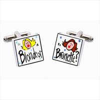 Blonde Or Brunette Bone China Cufflinks by