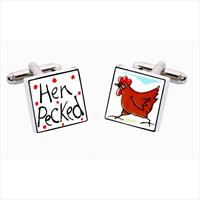 Hen Pecked Bone China Cufflinks by