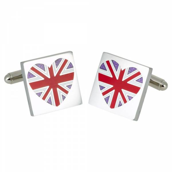 Red Union Jack Heart Cufflinks