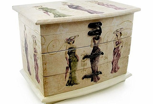 Vintage Shabby Chic Jewellery Box Ladies Three Drawer Jewellery Box 2668