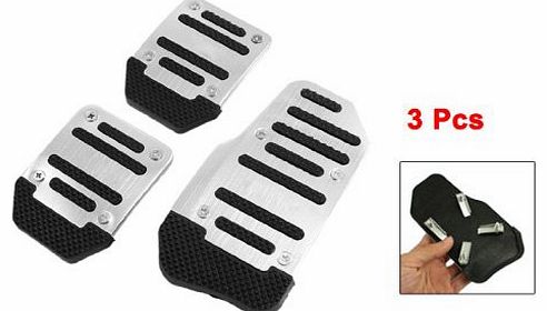 Sourcingmap 3 Pcs Black Silver Tone Metal Plastic Nonslip Pedal Cover Set for Car