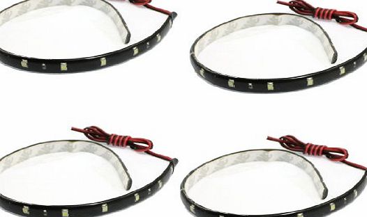 Sourcingmap 4 x 30cm Waterproof 15 1210 SMD Flexible LED Light Lamp Strip White DC 12V