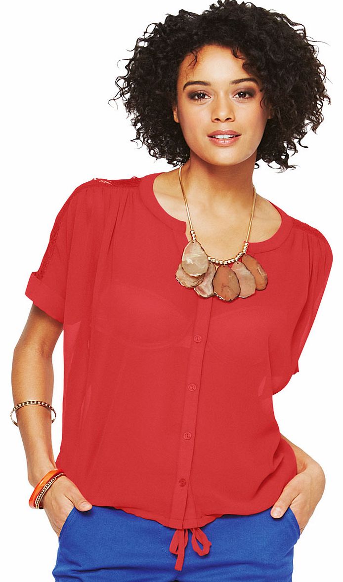 South Lace Blouson Short Sleeve Blouse