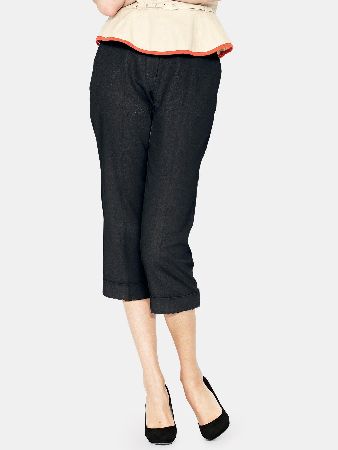 South Linen Mix Crop Trouser