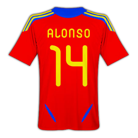 Spain Adidas 2011-12 Spain Home Football Shirt (Alonso 14)