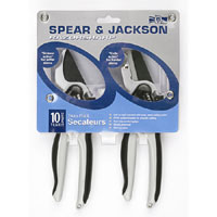 Spear and Jackson Razorsharp Garden Bypass and Anvil Secateurs Twin Set 15mm Cut