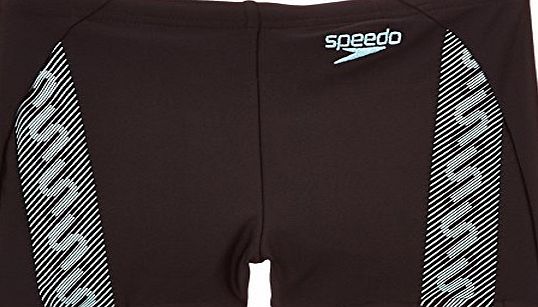 Speedo Boys Monogram Aquashort - Black/Chill Blue, 28 Inch