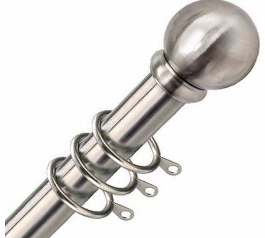 Speedy Victory 28mm Metal Curtain Pole Set, Satin Silver, 120 Cm