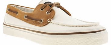 mens sperry white & brown bahama 2-eye canvas