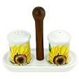 Spigarelli Sunflower Ceramic Salt and Pepper Shaker w/Support