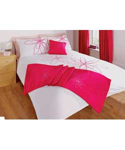 Spiral Flower Single Bed Set - White