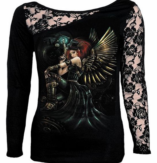 Spiral Steampunk Fairy Lace Shoulder Top TR371306