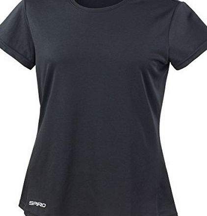 Spiro Womens/Ladies Sports Quick-Dry Short Sleeve Performance T-Shirt (L) (Black)