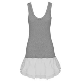 Heather Grey Jersey Dress with White