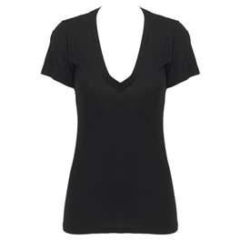 Very Light Jersey V Neck Tee in Black