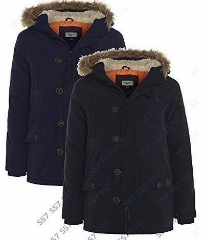 SS7 Boys Padded Parka Hood Coat Ages 7 - 13 (Age 13, Black)