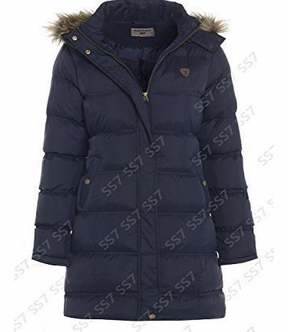 SS7 Womens PADDED Coat, Black, Navy, Sizes 8 to 16 (UK - 12, Navy)