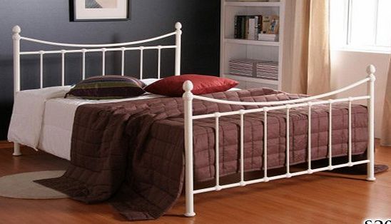 BRAND NEW 4ft 6 IVORY METAL DOUBLE SIZE BED FRAME BEDSTEAD AND SLUMBER SLEEP ORTHOPAEDIC ORTHO MATTRESS