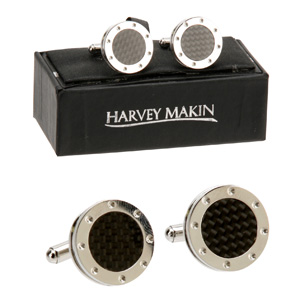 Steel and Carbon Fibre Round Cufflinks