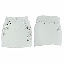 Star by Julien MacDonald White denim embellished mini skirt