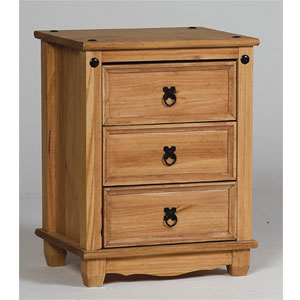 Corona 3 Drawer Bedside Table