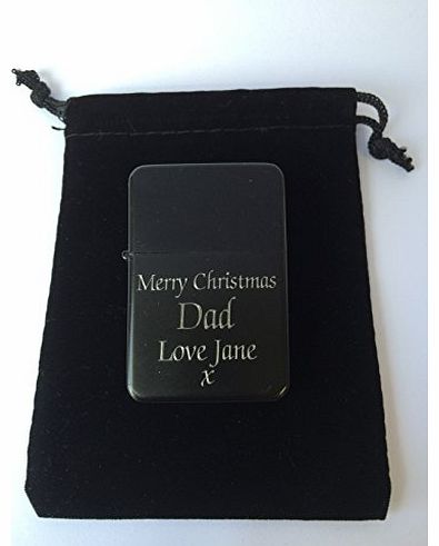 ENGRAVED MATT BLACK PERSONALISED STAR LIGHTER IN A PRESENTATION BLACK VELVET POUCH, A PERFECT GIFT FOR WEDDING, ANNIVERSARY, CHRISTMAS