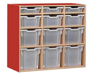 Static 12 variety tray coloured storage unit