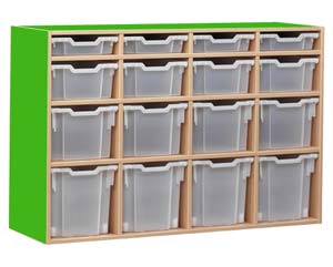 Static 16 variety tray coloured storage unit