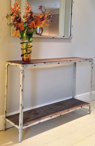 Steel Magnolias Console Table Urban Vintage Industrial Rustic (Antique White)