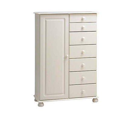 Steens Wessex White 7 Drawer 1 Door Combi Wardrobe