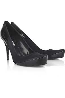 Satin platform pumps