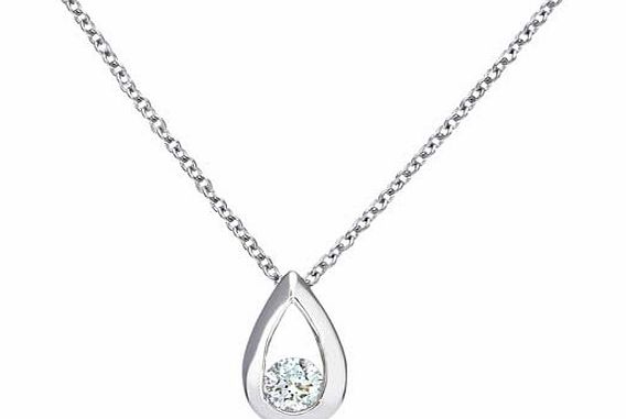 Sterling Silver 0.15ct Diamond Teardrop Pendant