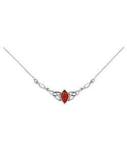 Silver Amber Celtic Necklet