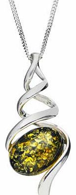 Sterling Silver Amber Green Twist Pendant