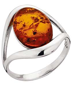 Sterling Silver Amber Ring