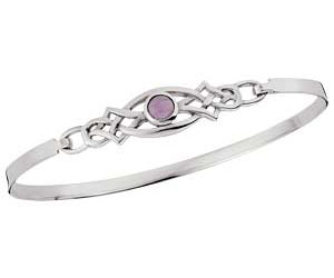 Sterling Silver Amethyst Celtic Bangle