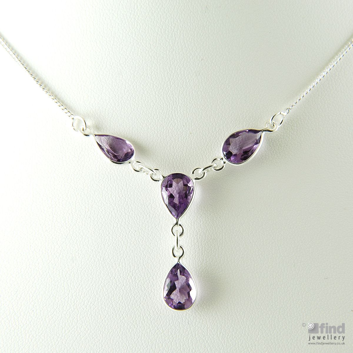 Silver Amethyst Set Necklet