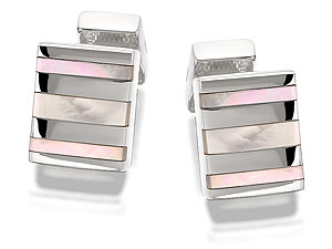 Sterling Silver And Mother Of Peal Stripe Fixed