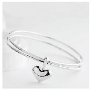 Sterling Silver Bangle with Heart Charm