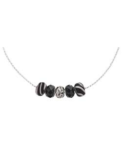 Sterling Silver Black Bead Slider Necklet